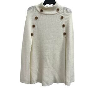 LINDA ANDERSON NY cream pullover cape side slits SZ OSFM